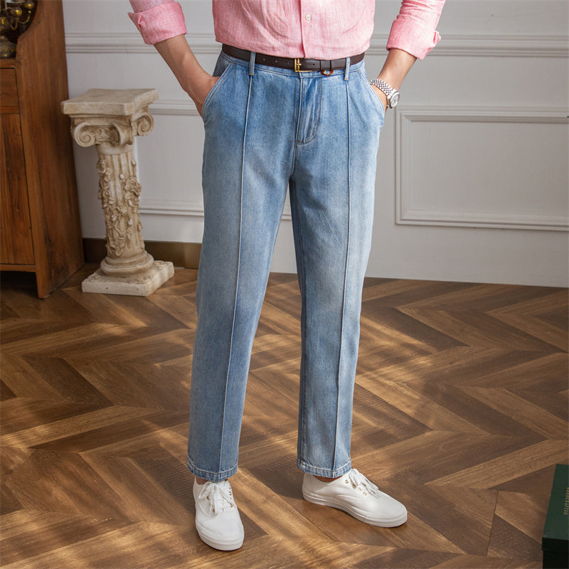 Vintage Blue Denim Straight Leg Lounge Pants Thin & Breathable