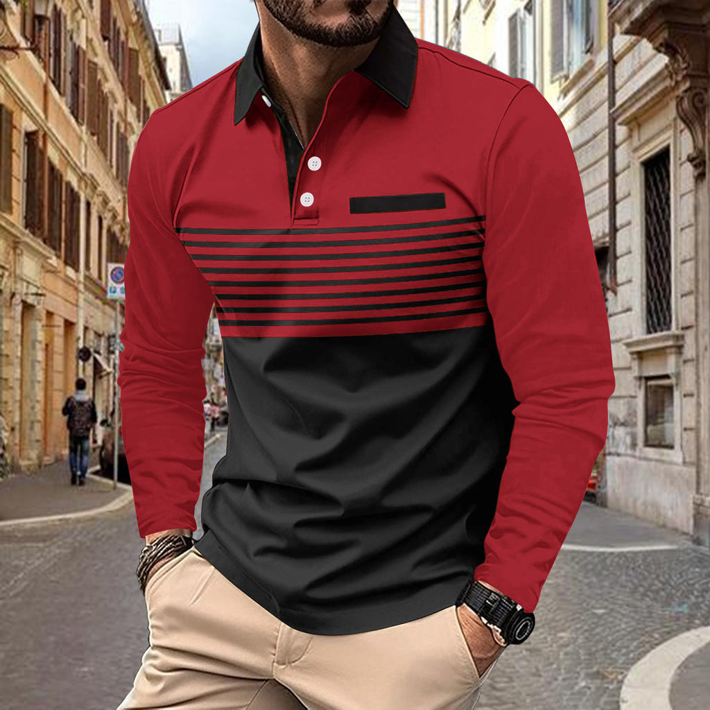 Men's Sports Polo Shirt with Pocket - Solid Colors, Cotton Blend