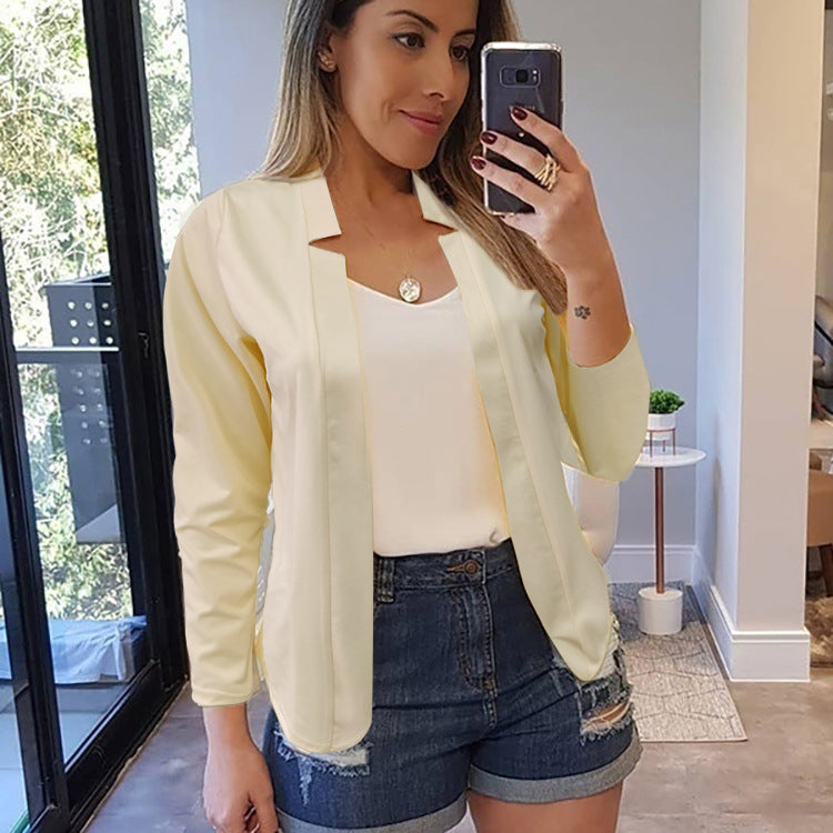 Solid Cotton Blend Long Sleeve Blazer S-5XL