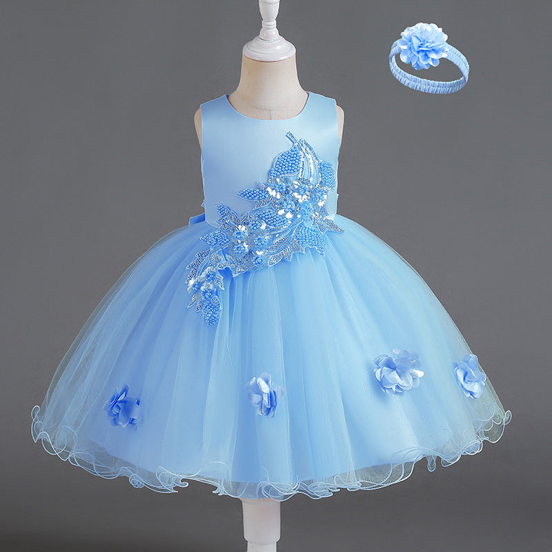 Girls' High-End Sleeveless Dress in Multiple Colors
