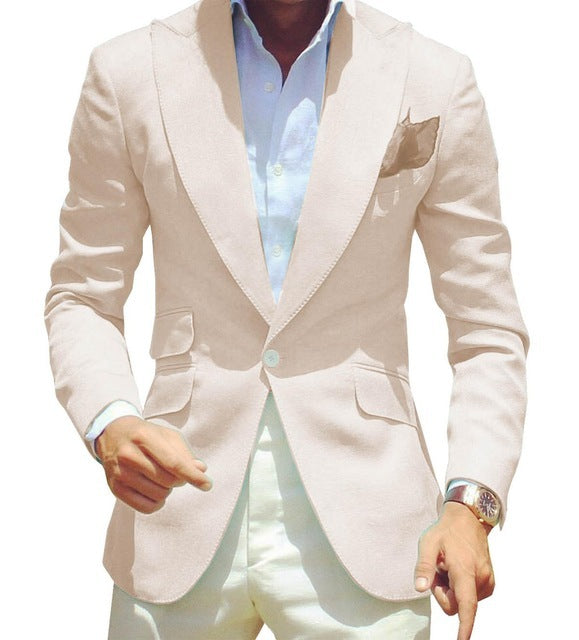 Men's Pure Color Polyester Suit Jacket Simple Temperament