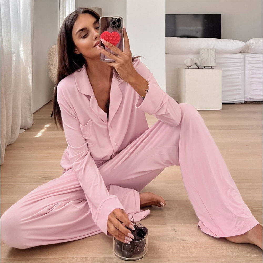 Ensemble pyjama manches longues et pantalon long, vêtement d'intérieur confortable pour femmes