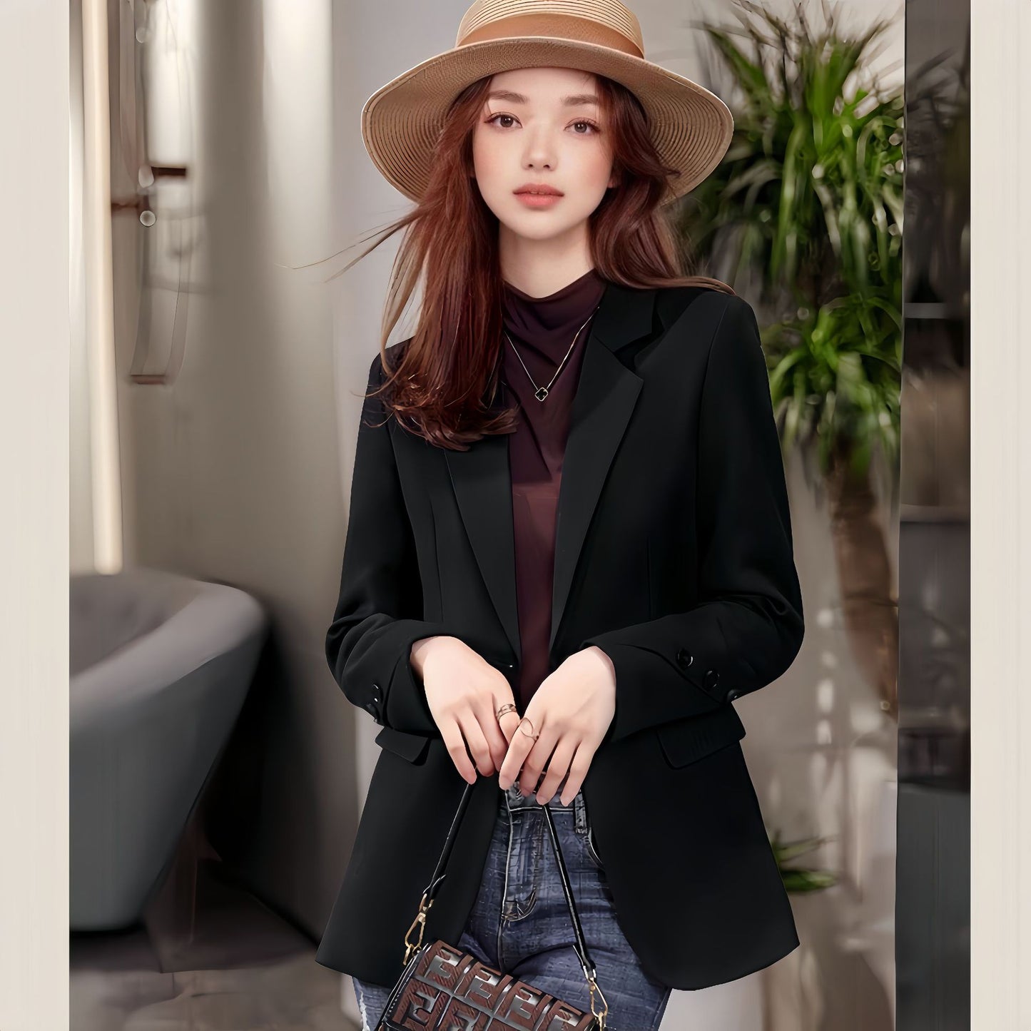 Loose Spring And Autumn High-grade Female Brown Suit