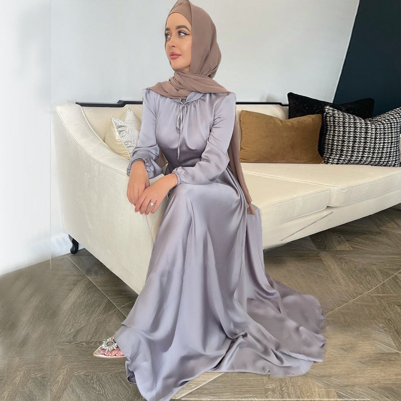 Saudi Middle East Muslim Cross-Border Long High-Waist Dress