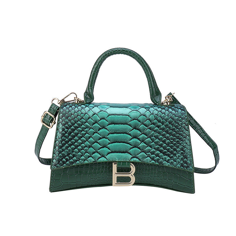 Women's Snake Pattern B Word PU Handbag 23cm