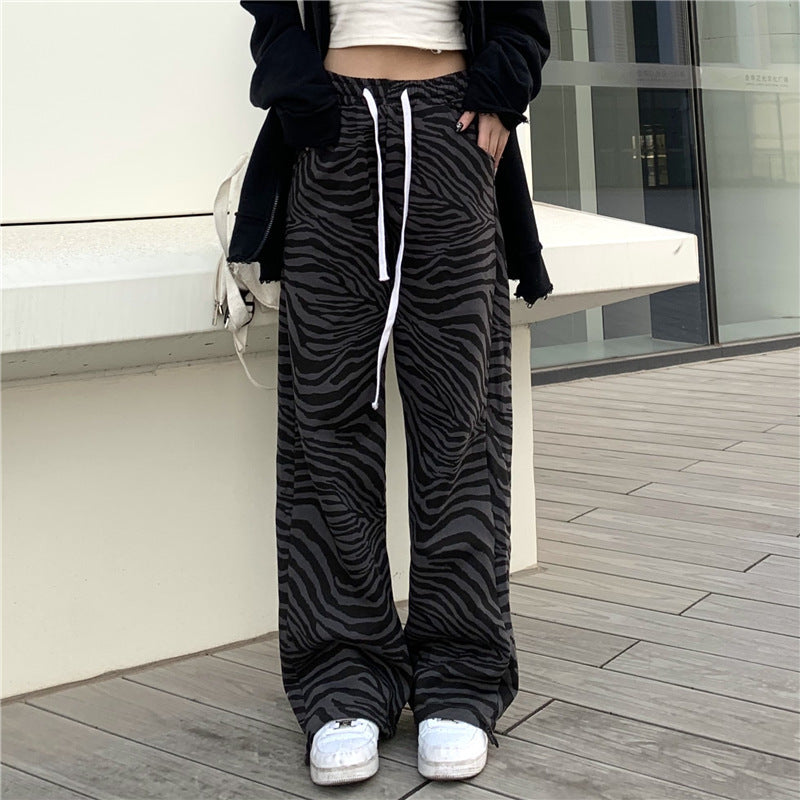 Men's And Women's Thickened Printed Wide-leg Casual Pants