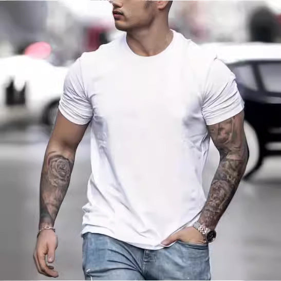 T-shirt décontracté imprimé homme, coupe ajustée, en fibre de polyester