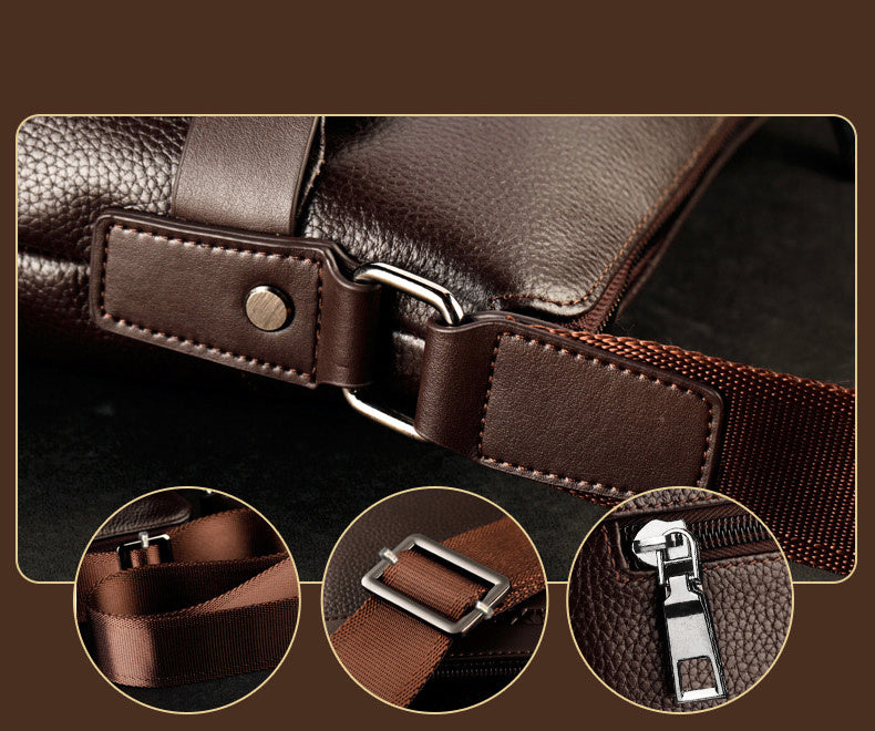 Men's PU Leather Fashion Messenger Shoulder Bag with Zipper Closure