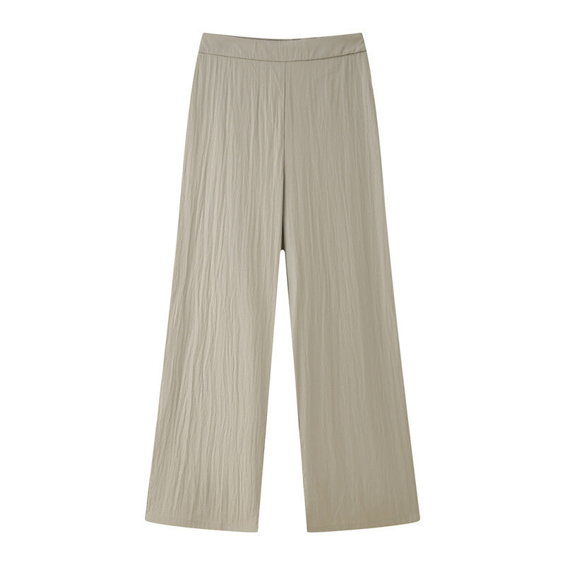 Retro Lace-Up Two-Piece Long Sleeve Trousers Suit in Gray Green & Black
