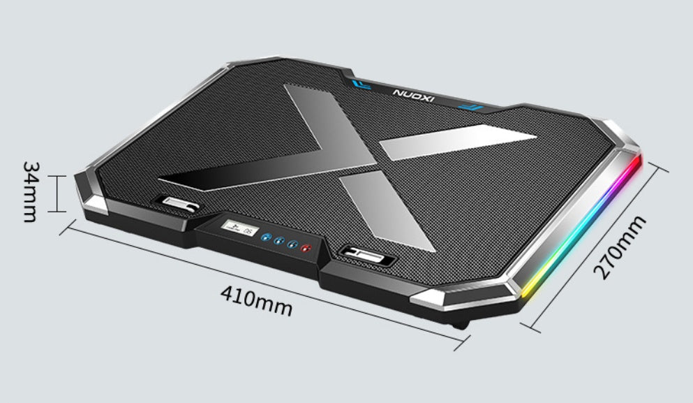 Notebook Cooling Base Radiator with Six-Core Heat Dissipation and RGB Lighting for Under 18" Laptops
