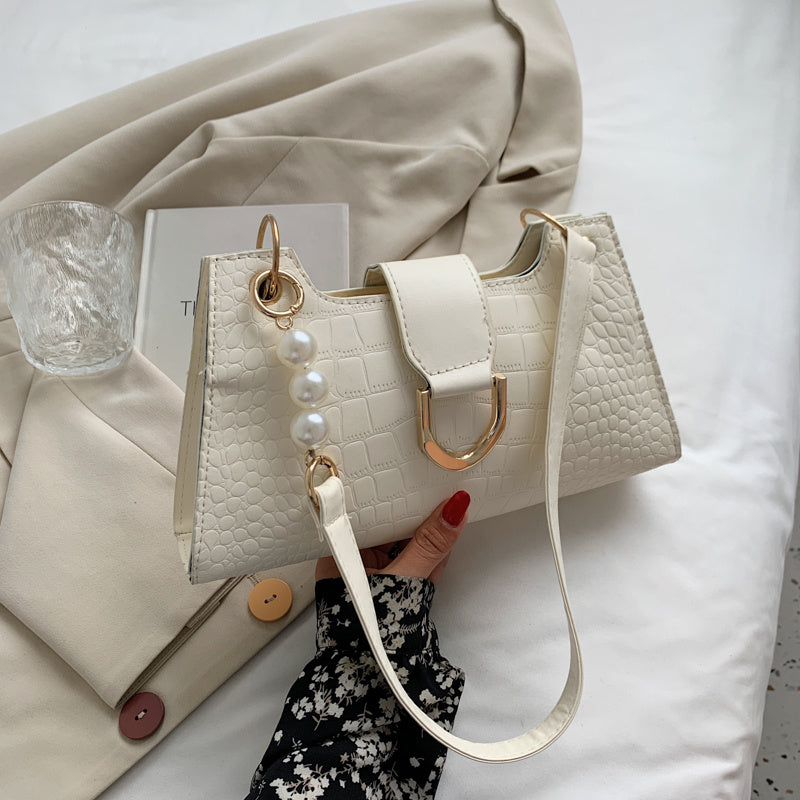 Leisure Pearl PU Zipper Armpit Bag for Women, 28x14x6cm