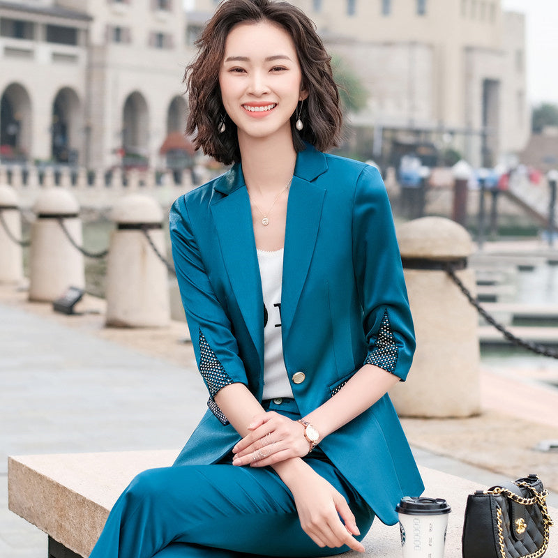 Women's Acetate Satin Solid Color Suit Jacket