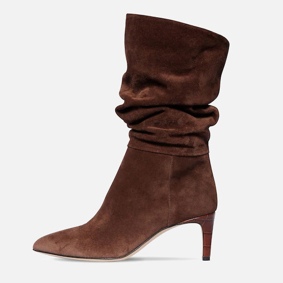 Bottes mi-hautes à talon aiguille et bout pointu pour femmes, imprimé serpent argenté et violet