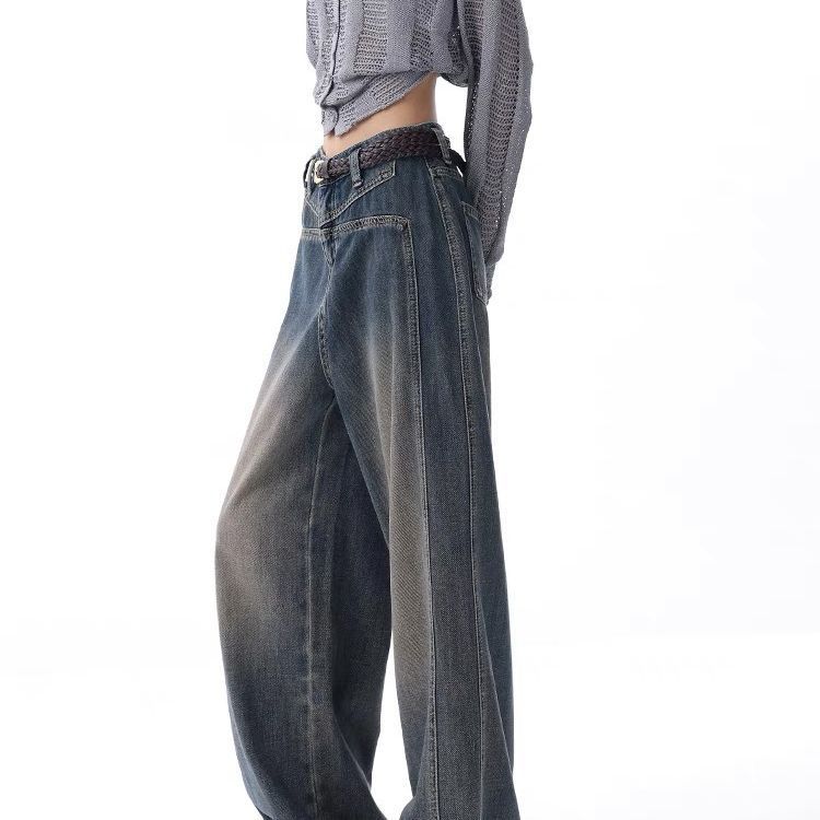 Nostalgic Raw Hem High Waist Wide Leg Jeans for Women