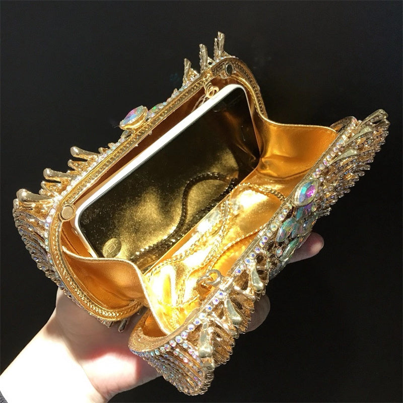 Women's PU Hard Case Diamond Clutch 16x11x6cm