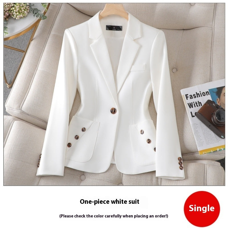 جاكيت بدلة نسائي أسود من البوليستر بتصميم هندسي