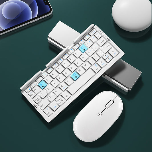 Mini Folding Bluetooth Keyboard Wireless for Phone & Tablet with Aluminum Alloy Housing and Hidden Stand