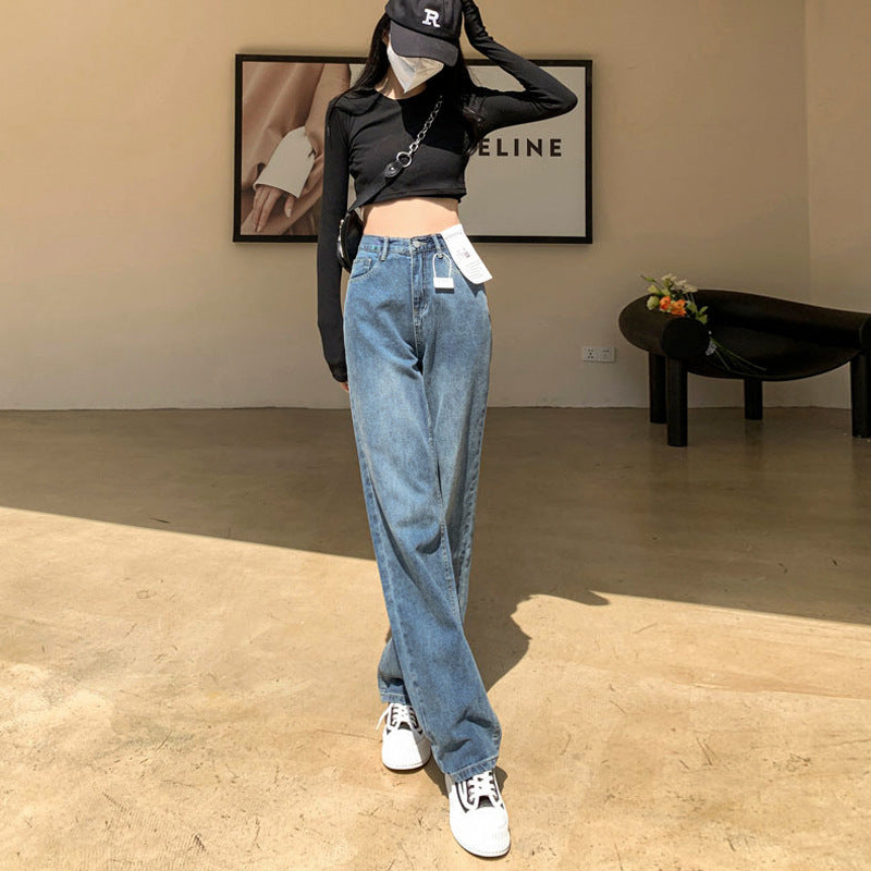 Plus Size High Waist Wide Leg Jeans for Women Autumn Winter