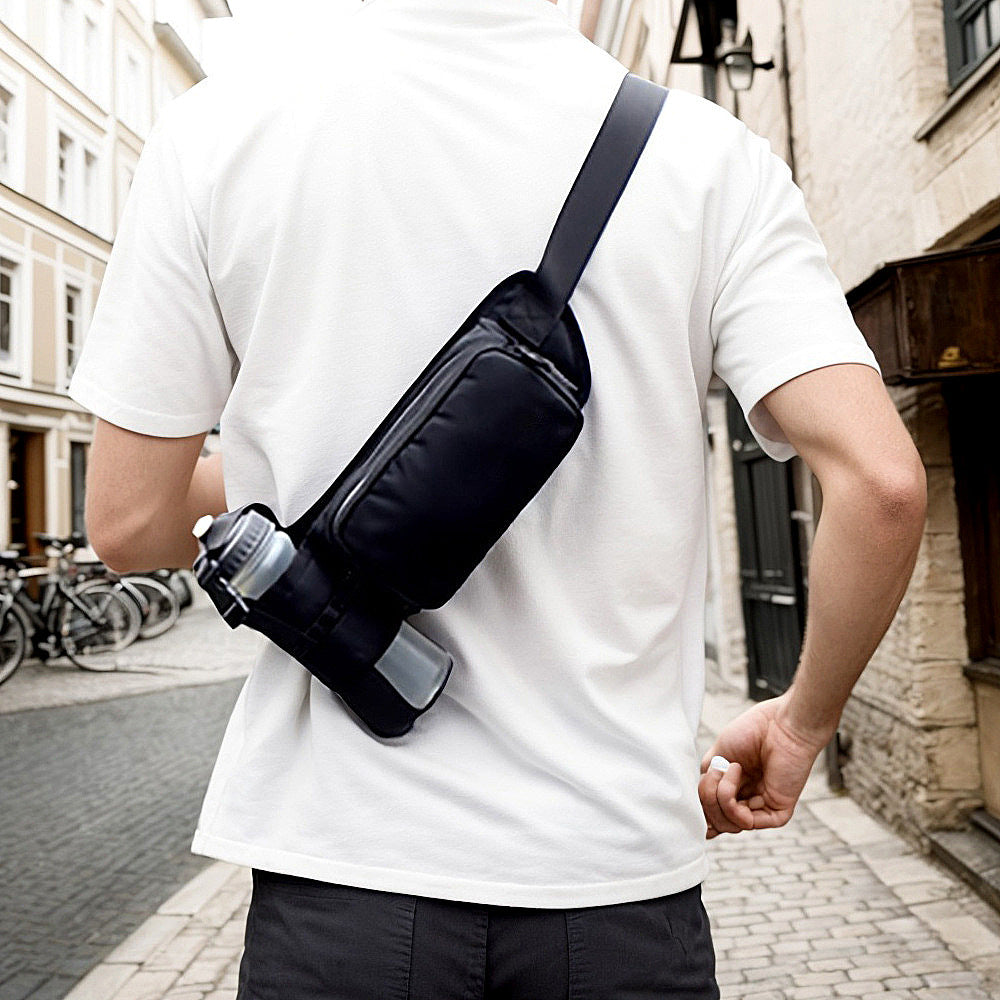 Waterproof Sports Waist Bag Large Capacity Portable Waist Pack Black Oxford Cloth