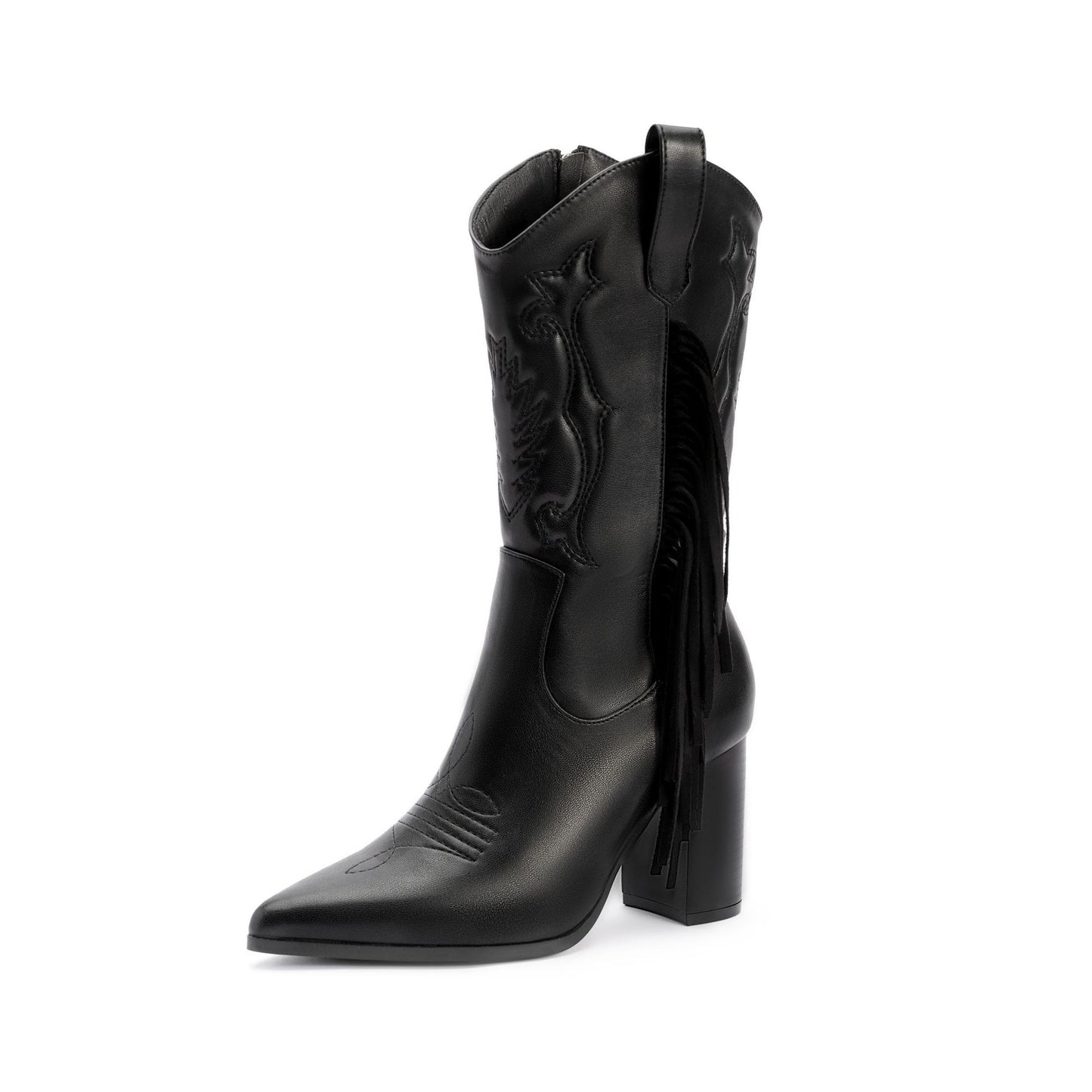 Bottes de cowboy blanches neuves de style western avec pompon brodé