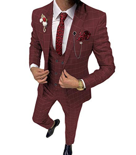 Costume trois pièces polyvalent homme coupe slim à motif quadrillé