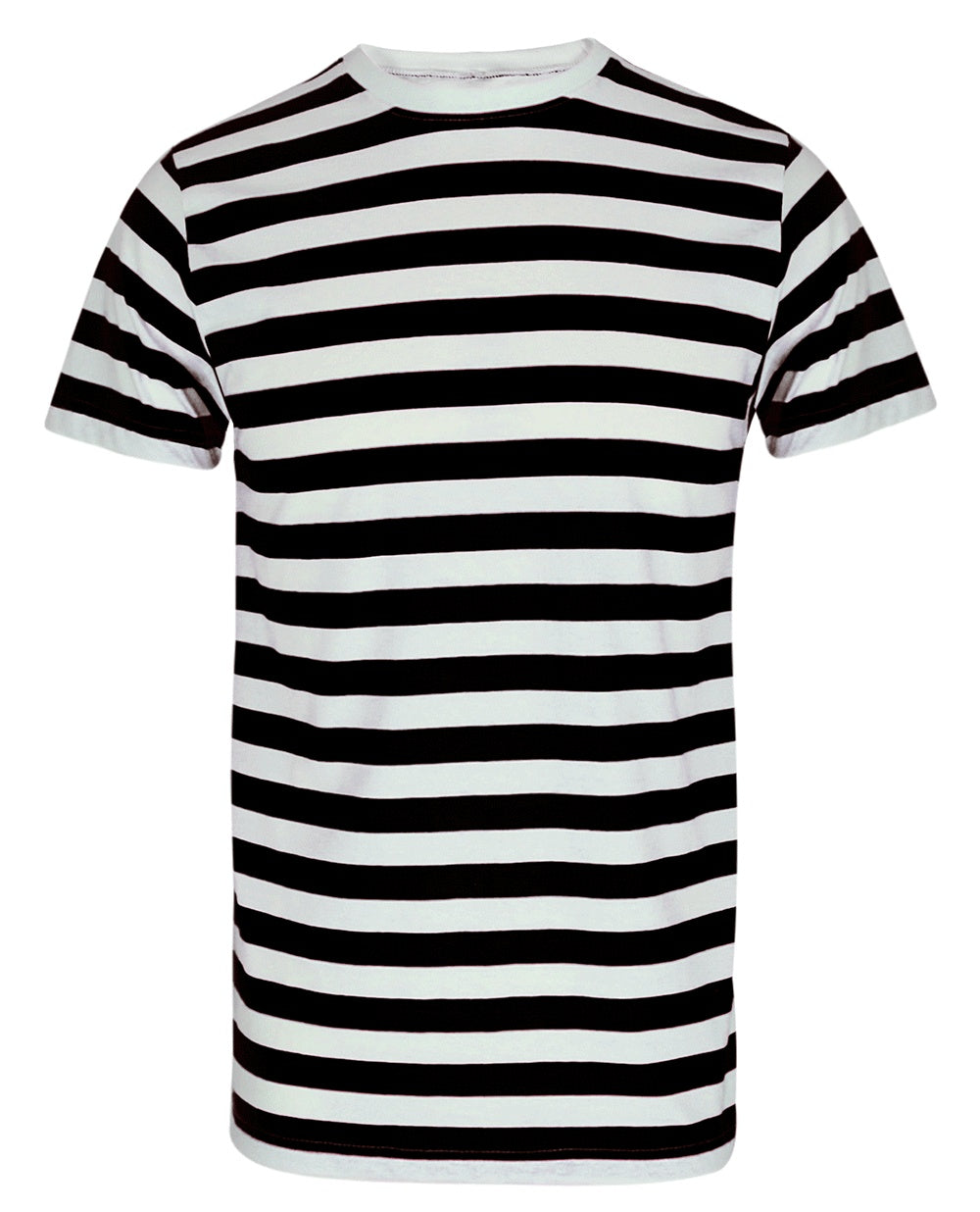 T-Shirt Homme Col Rond Manches Courtes Rouge Rayé en Coton Mélangé Coupe Ajustée