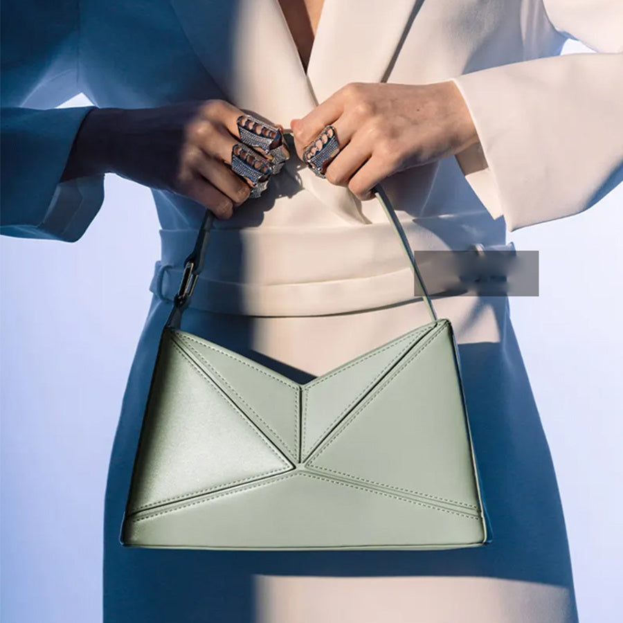Plain Color Patchwork Small PU One-Shoulder Bag