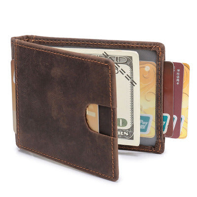 Handmade Leather Wallet RFID Blocking 10x7.5cm