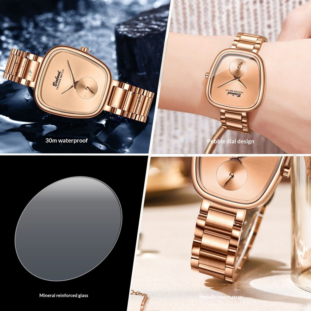 Montre à quartz étanche en acier inoxydable pour femme 34mm