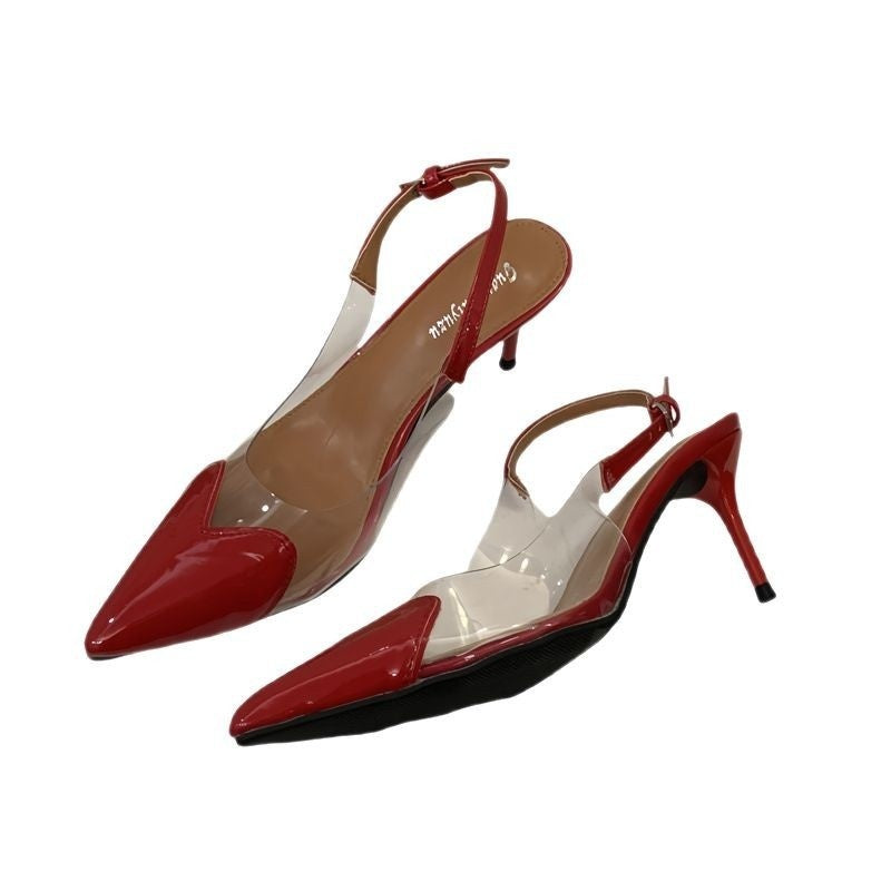 Women's Pointed Toe Transparent High Heels Buckle
