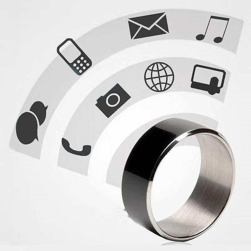 Black Technology Titanium Steel Smart Bluetooth Ring with Temperature and NFC - Sizes 6-12