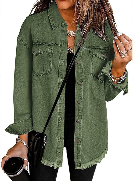 Veste-chemise en jean boutonnée pour femme