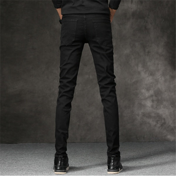Slim-Fit Stretch Cotton Men's Pants in Black,