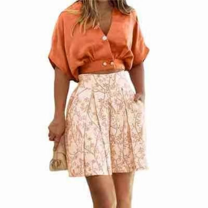 Short Sleeve Shirt and Shorts Fashion Suit for Women