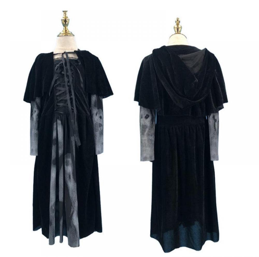 Halloween Women Medieval Gothic Witch Maleficent Cosplay Costume Party Dress