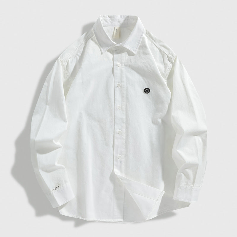 Chemise en coton à manches longues pour homme, style rétro minimaliste, printemps