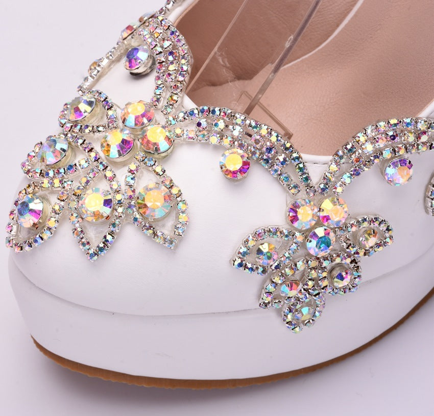 Rhinestone White & Colored Diamond Stiletto High Heels for Women