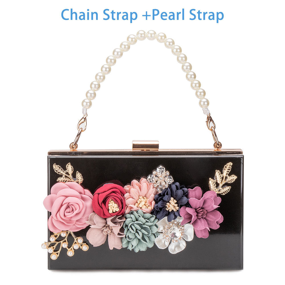 Transparent Flower Acrylic Square Bag for Women