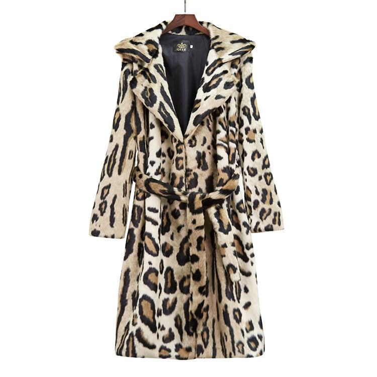 Long Plush Women's Belted Trench Coat
