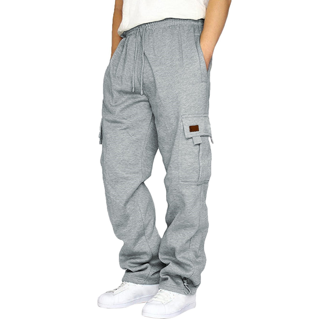 Men's Loose Cargo Trousers Mid Waist Polyester