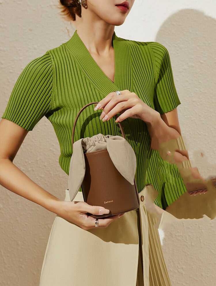 Sac Seau en Peau de Vache pour Femme, Sac à Bandoulière Cylindrique