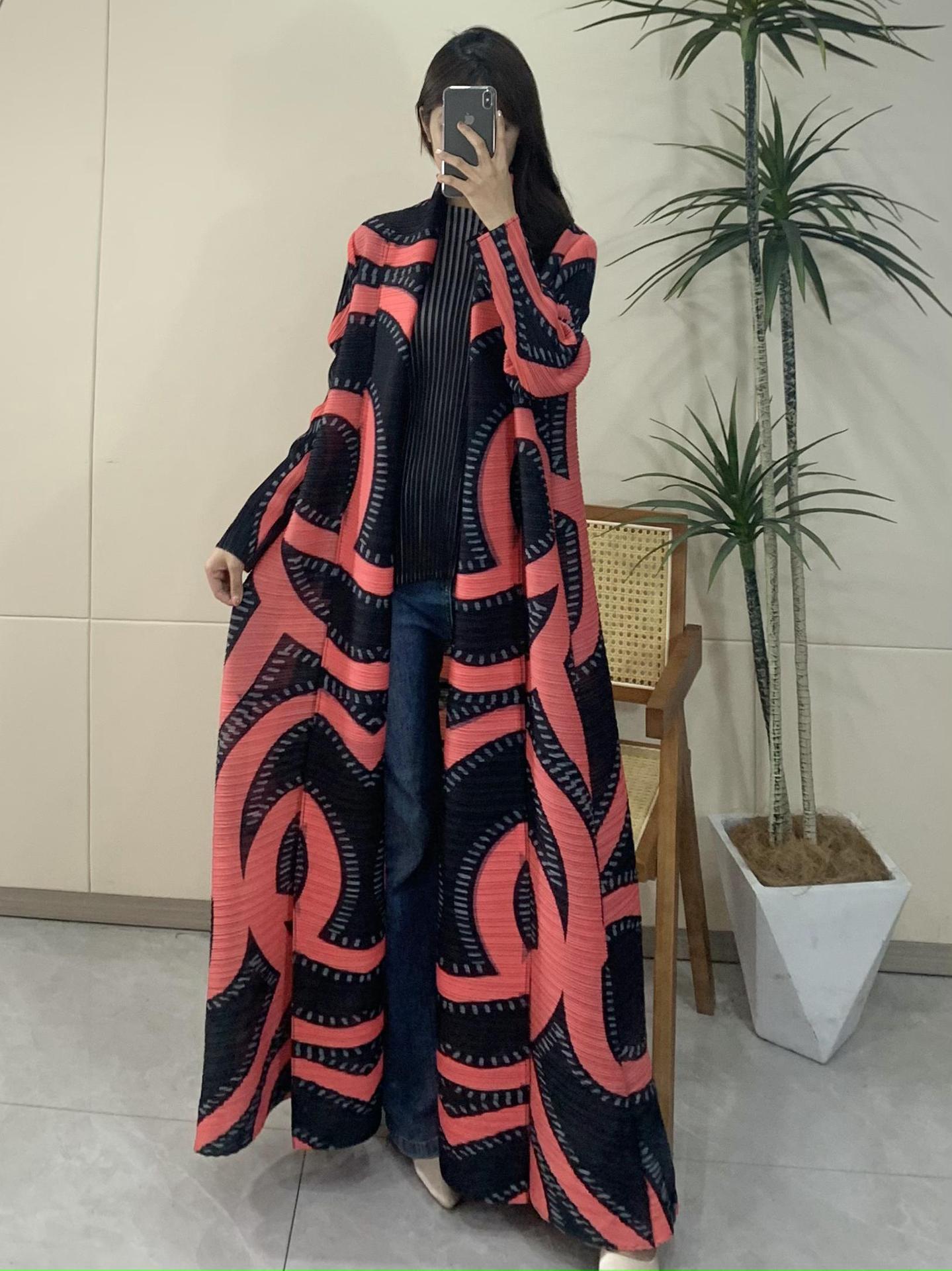 Pleated Print Fashionable All-match Lace-up Loose Arabian Abaya Robe