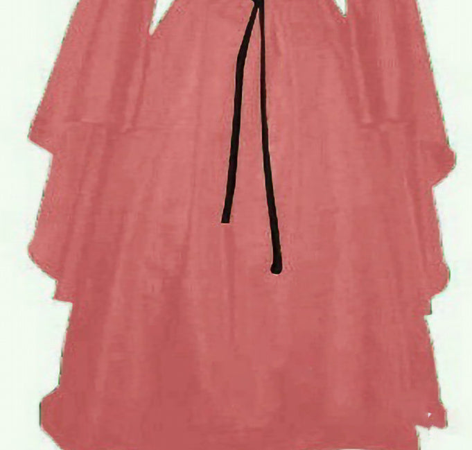 Robe d'Halloween pour femme, manches longues, col rond et ceinture, coupe asymétrique, costume de sorcière.