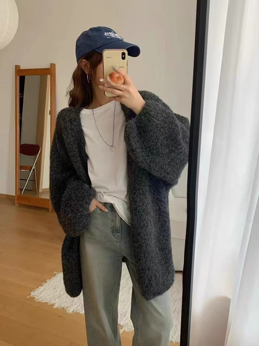 Loose Sweet Mid-length Knitted Cardigan