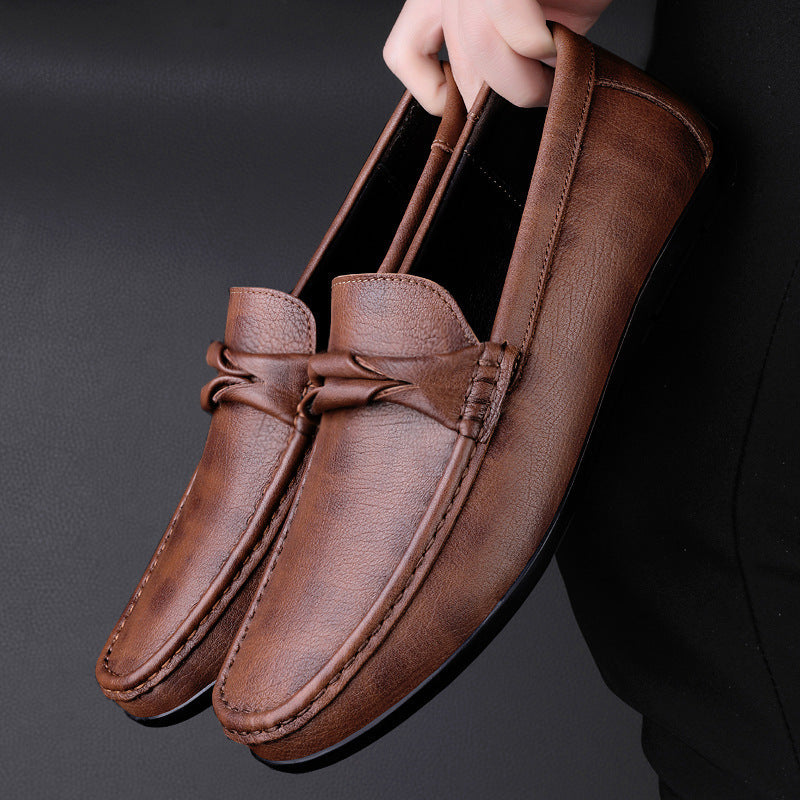 Mocassins décontractés en cuir véritable à enfiler pour homme