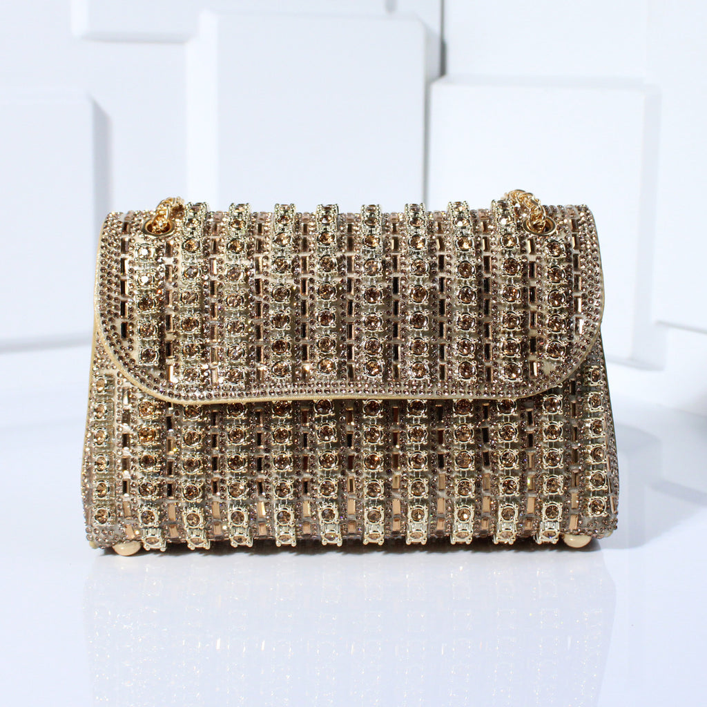 Fashion Diamond-Embedded Crossbody Dinner Bag with Hand Carrying