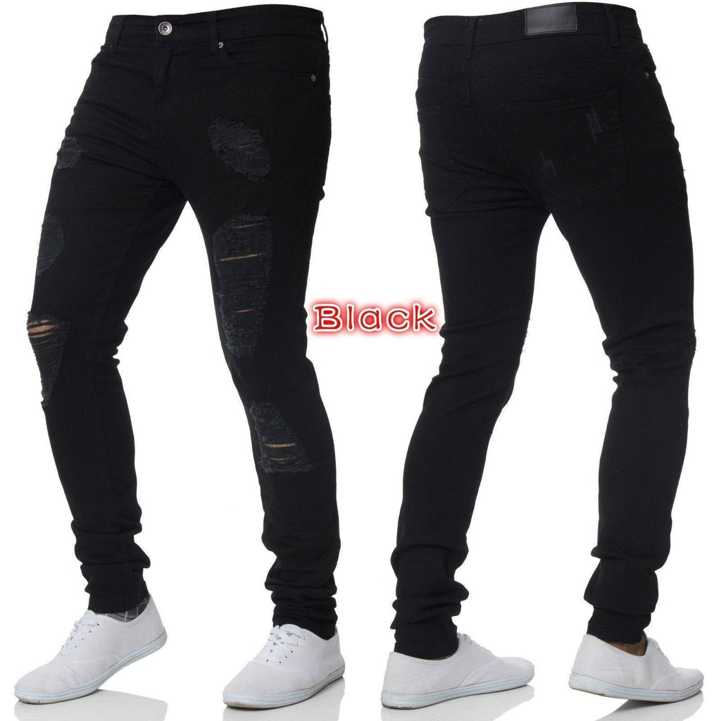 Pantalon Jean Homme Gris Bleu Coupe Droite Grande Taille Printemps