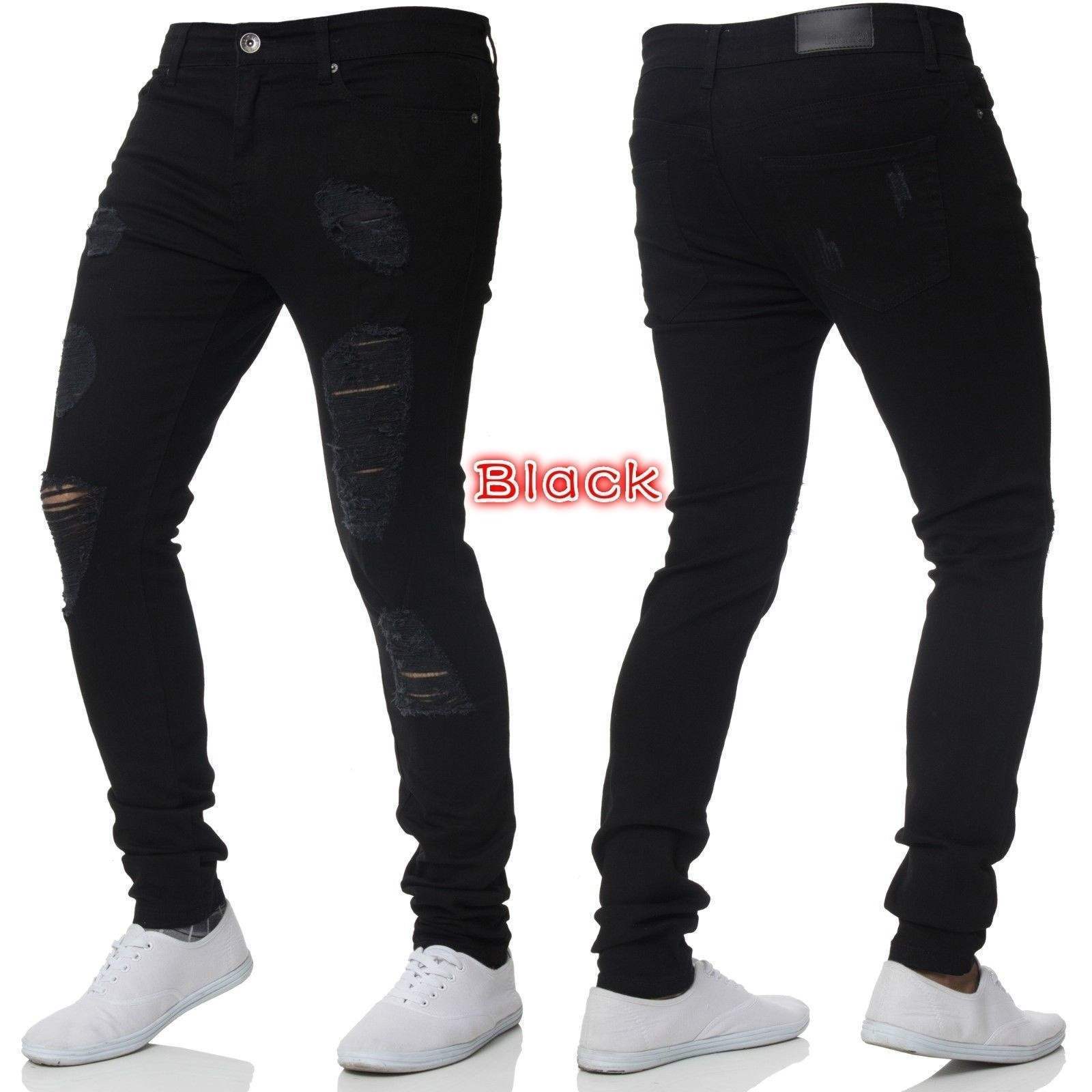Pantalon Jean Homme Gris Bleu Coupe Droite Grande Taille Printemps