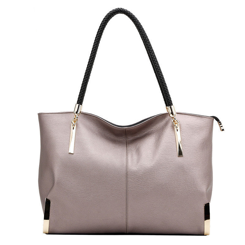 Genuine Leather Female Shoulder Handbag – Black, Grey, 36cm x 28cm x 15cm