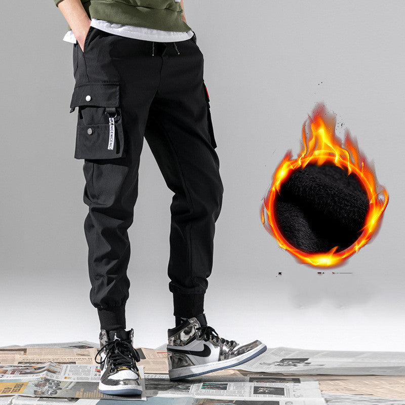 Pantalon rembourré en velours automne-hiver avec poche signature
